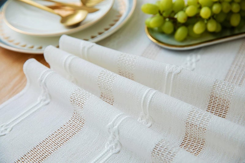 REDMART Farmhouse Table Runner 72 inches Macrame Woven Coffee Table Runner Cotton Rustic Fall ThanksgivingTable Runner with Tassels for Boho Home Decor Dining Living Room 12x72 inches - Image 3