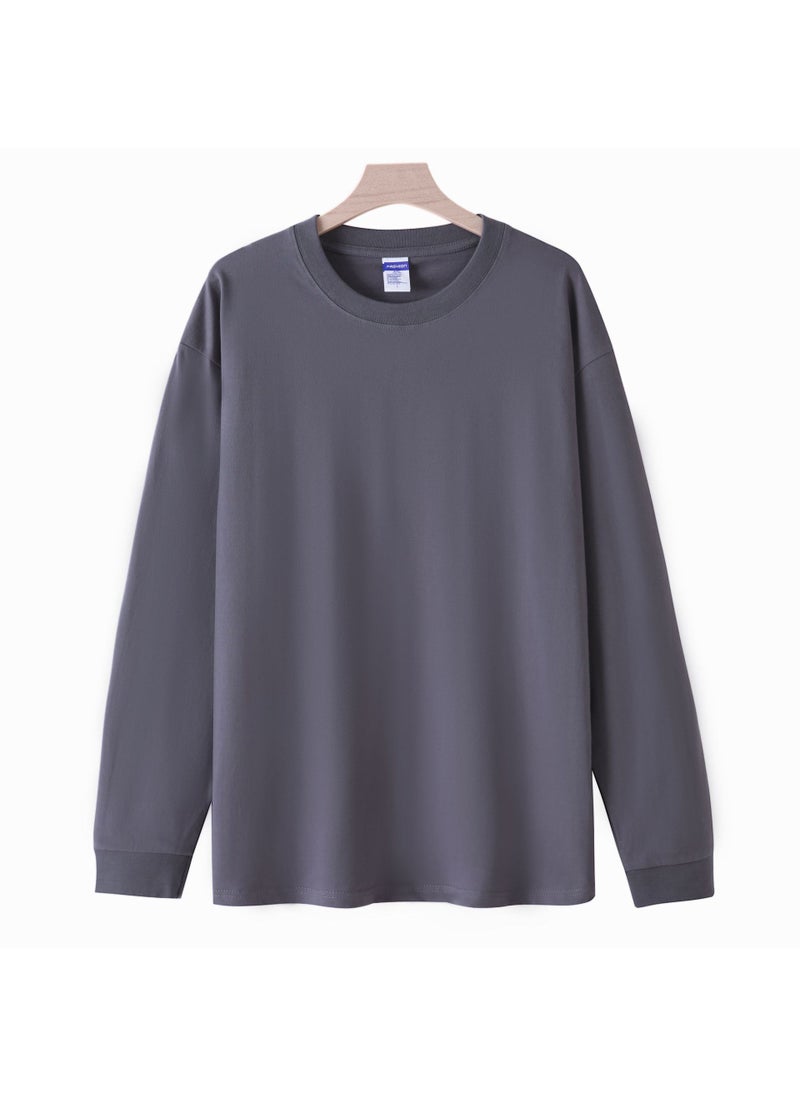 Generic - 260g Xinjiang Cotton Loose Crewneck Long-Sleeve Tee for Men dark khaki - Image 1