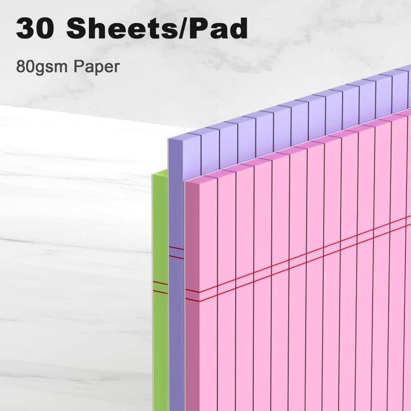 AILZFEI Colored Legal Pads 8.5 x 11 Note Pads 8.5 x 11 inch, Wide Ruled Clear Print Writing Pads 30 Sheets/Pad, 80gsm Colored Paper, Perforated Notepad with Sturdy Back (3 Pads) - Image 3