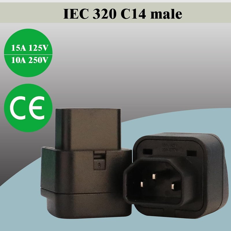 حزمة 2 من محول C14 إلى مقبس المملكة المتحدة، قابس IEC 60320 - محول ذكر IEC 320 C14 إلى مقبس C13 بالمملكة المتحدة - Image 3