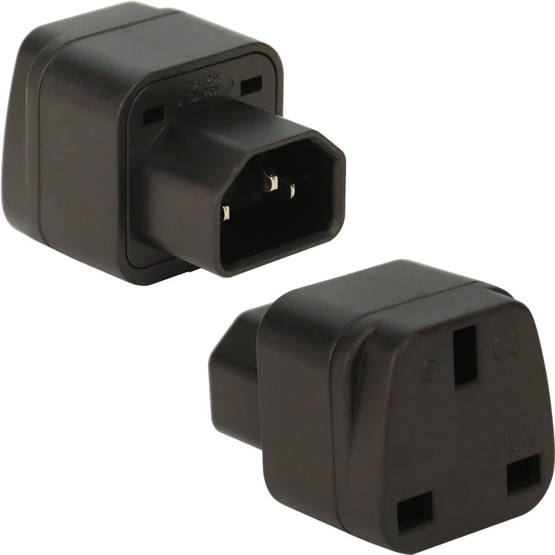 حزمة 2 من محول C14 إلى مقبس المملكة المتحدة، قابس IEC 60320 - محول ذكر IEC 320 C14 إلى مقبس C13 بالمملكة المتحدة - Image 1