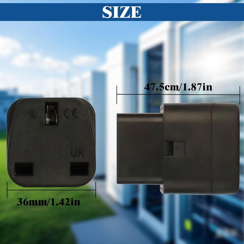 حزمة 2 من محول C14 إلى مقبس المملكة المتحدة، قابس IEC 60320 - محول ذكر IEC 320 C14 إلى مقبس C13 بالمملكة المتحدة - Image 2