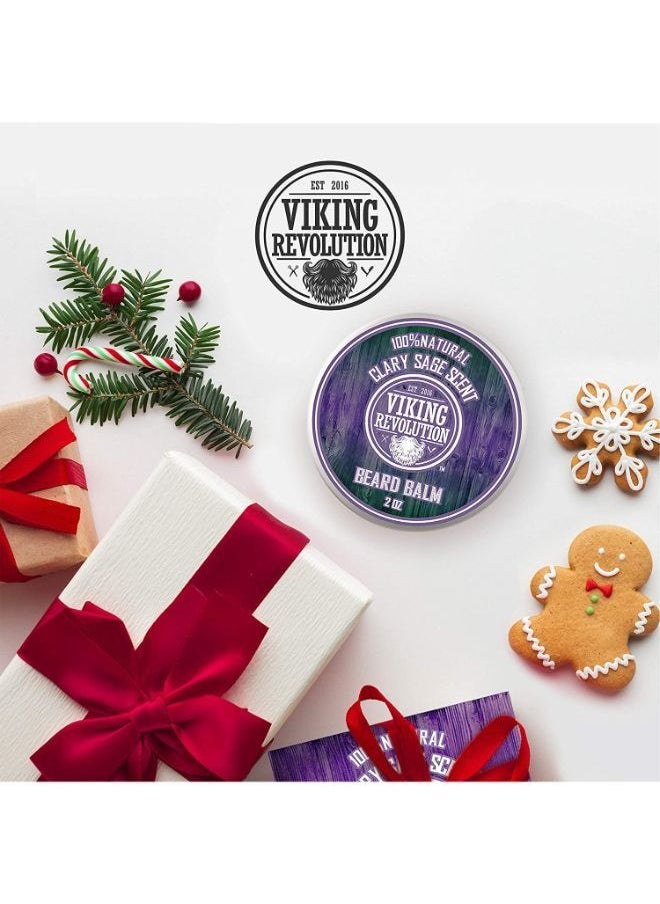 Viking Revolution - Beard Balm with Clary Sage Scent and Argan & Jojoba Oils - Styles, Strengthens & Softens Beards & Mustaches - Image 1
