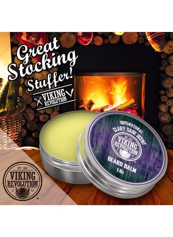 Viking Revolution - Beard Balm with Clary Sage Scent and Argan & Jojoba Oils - Styles, Strengthens & Softens Beards & Mustaches - Image 1
