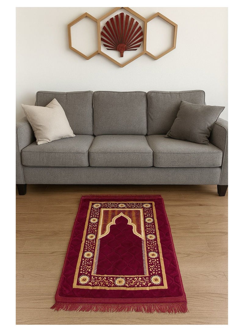 Fabienne Anti-Slip Thick Foam Knee Support Prayer Mat Maroon 80x120 cm - Image 2