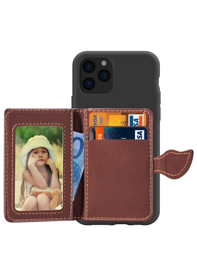 S-TOP Case For iPhone 11 Pro Max Litchi Pattern Card Bag Wallet Bracket + TPU Phone Case with Card Slot Wallet Bracket Function - Image 3