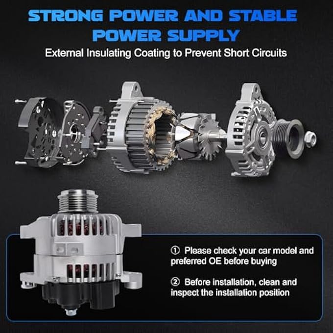 YOMALL Alternator 11491 for 2010-2013 Sonata 2.4L for 2010-2013 Tucson 2.0L / 2.4L for 2010-2013 Forte 2.0L for 2011-2013 Optima/Sportage 2.4L Alternator 110A 6PK 11491N 37300-2G150 TG11C087 - Image 5