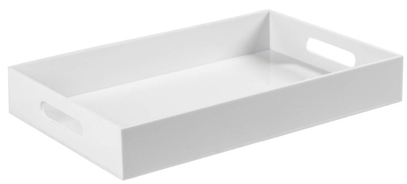 Sooyee Serving Tray with Handles,16" x 12" Decorative Tray,Coffee Table Tray,Acrylic Tray for Breakfast, Tea, Food, Butler,Table Ottoman Vanity Countertop,White - Image 1
