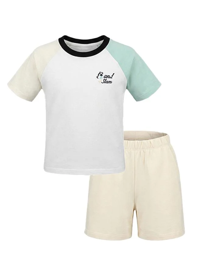 أطفال وأكثر Babies & More Toddler Boys Grey Melange Short Sleeve Short Set