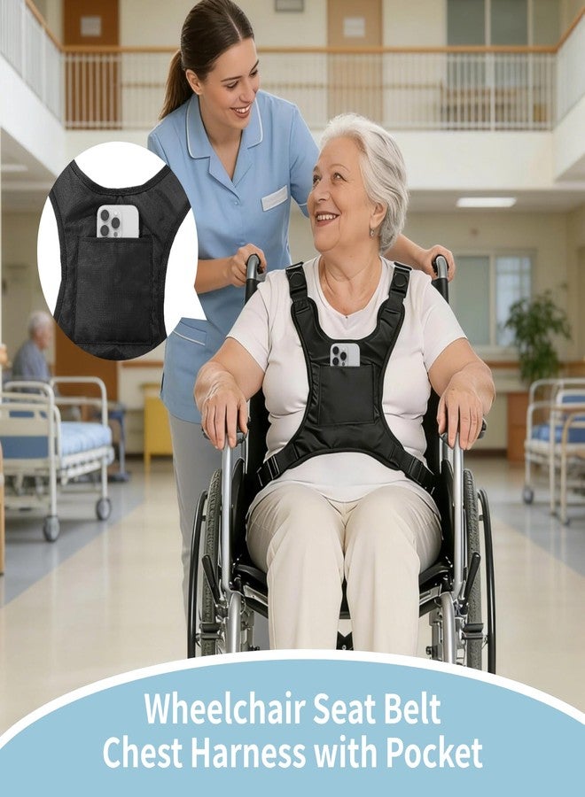 NIMBLOOM Wheelchair Seatbelt Chest Harness for Adults, Adjustable Torso Support Vest with Secure Straps and Front Pocket, Universal Wheelchair Safety Belt for Stable Sitting Support Comfort Positioning - Image 2