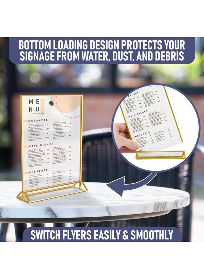Dasher Products Gold Picture Frames Double Sided - 6 Pack - 5x7 Acrylic Gold Table Number Holders, Clear Easel Table Stands for Signs, Menu Holder, Photo Frame - Image 4