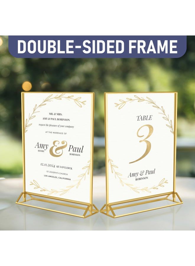 Dasher Products Gold Picture Frames Double Sided - 6 Pack - 5x7 Acrylic Gold Table Number Holders, Clear Easel Table Stands for Signs, Menu Holder, Photo Frame - Image 5