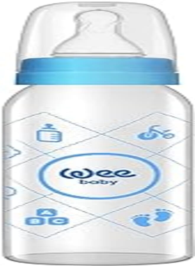Wee baby Wee Baby Printed Glass Feeding Bottle for Boys - 250 ml