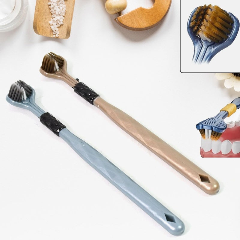 VATTU 3-Sided Toothbrush with Soft Bristles, Complete Teeth and Gum Cleaning, Set of 2 - Image 2