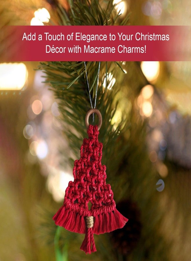 My Creative Hut Handmade Macramé Christmas Tree Ornaments – Set of 3 (Red, Green, Beige), Boho Style Holiday Decorations for Wall Hanging & Tree Décor - Image 3