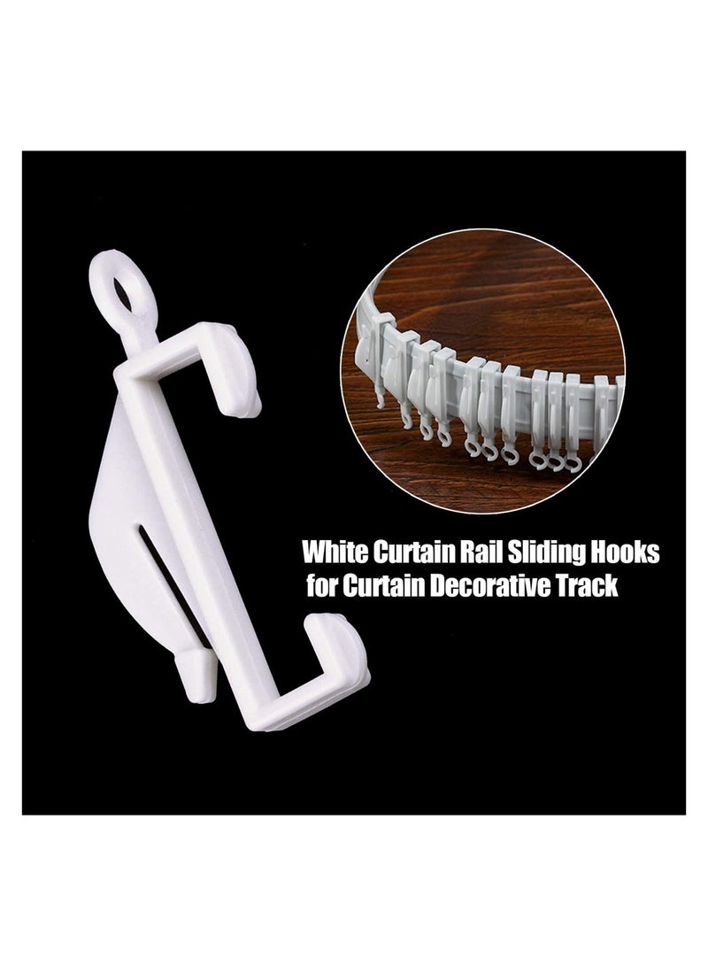 Excefore 100pcs Curtain Hooks Plastic White Curtain Rail Glider Curtain Track Glider Curtains Hooks for Window Curtain Door Curtain and Shower Curtain  - Image 3