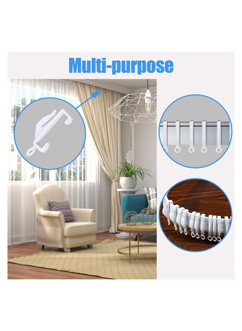 Excefore 100pcs Curtain Hooks Plastic White Curtain Rail Glider Curtain Track Glider Curtains Hooks for Window Curtain Door Curtain and Shower Curtain  - Image 2