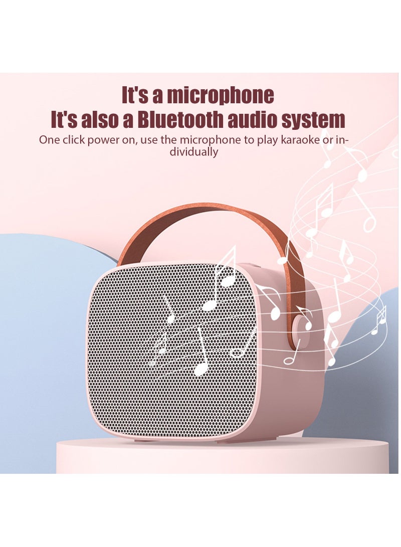 BESTIS Portable Karaoke Machine Mini Bluetooth Speaker with 2 Wireless Microphones Music Player for Kids Children Gift Everyday Use Pink - Image 2