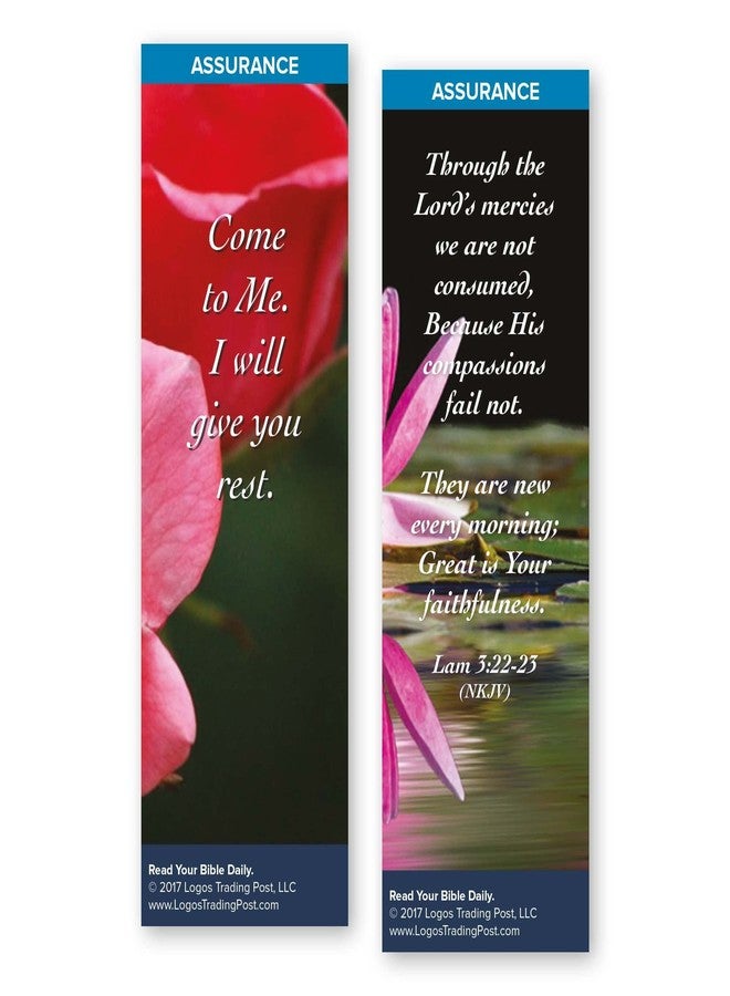 Logos Trading Post Christian Bookmark with Bible Verse, Pack of 25, Assurance Themed, Come to Me, I Will Give You Rest, Matthew 11:28-29 - Image 2