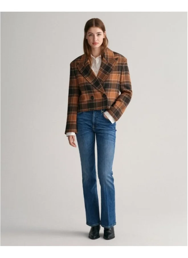 غانت Gant Cropped Checked Wool Blazer Jacket