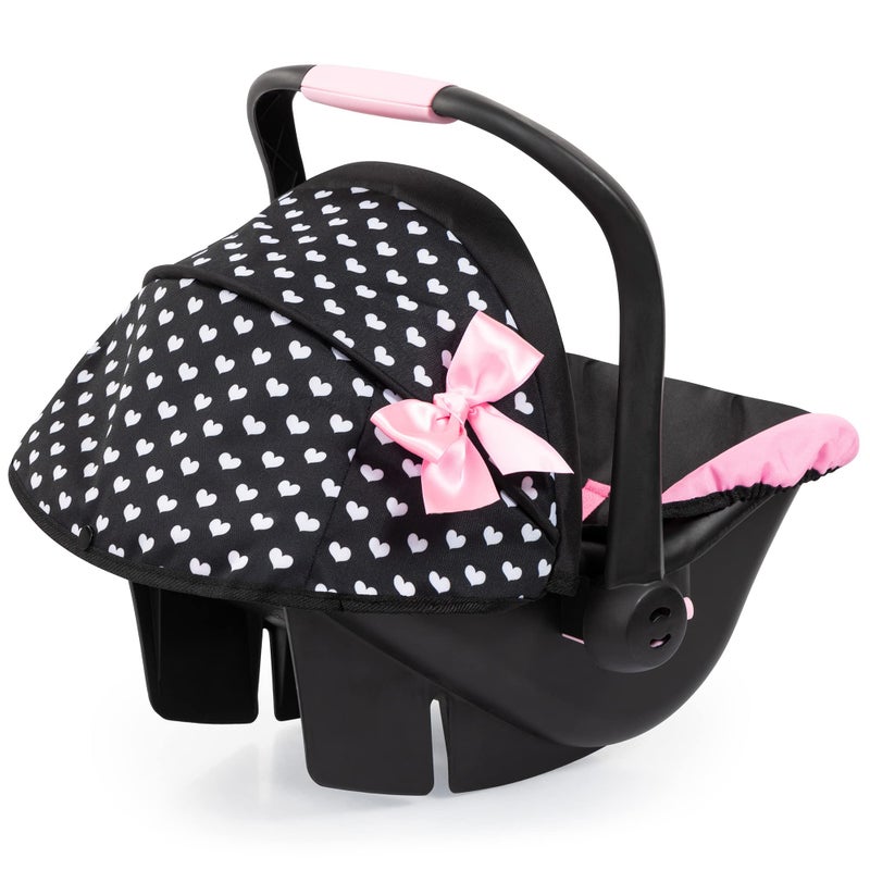 Bayer Design Dolls: Deluxe Car Seat: Hearts Black & Pink - Pretend Play Accessory for Dolls/Plushes Up to 18", Ages 3+, Large - Image 2