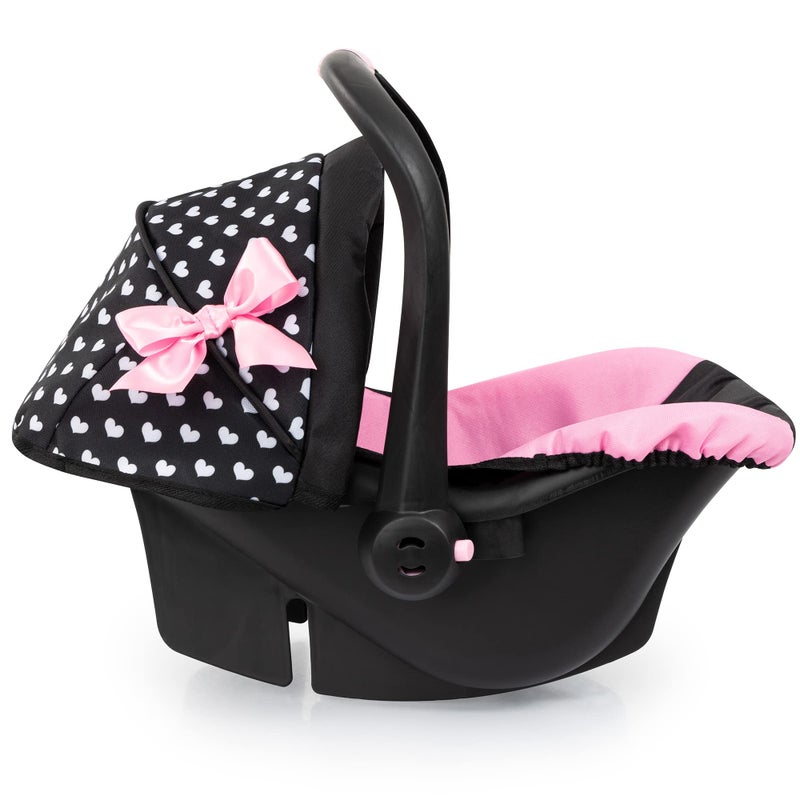 Bayer Design Dolls: Deluxe Car Seat: Hearts Black & Pink - Pretend Play Accessory for Dolls/Plushes Up to 18", Ages 3+, Large - Image 3