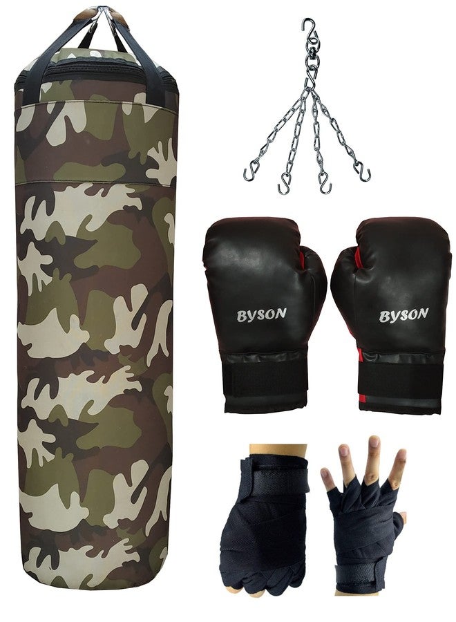 Byson Hit Hard Hit Often Army Boxing kit Set for Men and Adult(36inchPunchingBag, 12ozBoxingGloves, HandWrap and Chain) Heavy Bag - Image 2