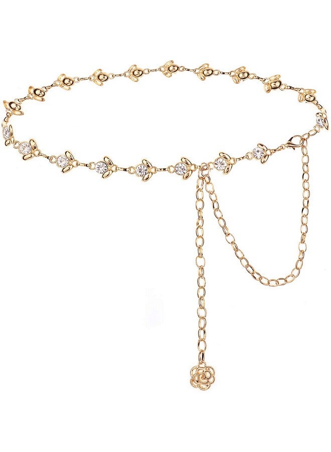 Suyi Gold Chain Belts For Women Rhinestone Waist Chain For Dress 120Cm Gold - Image 1