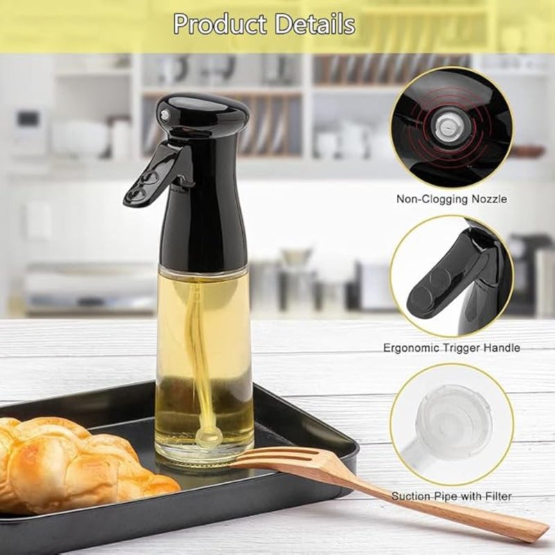 Glass oil vinegar spray bottle kitchen cooking oil seasoning spray  black - Image 3