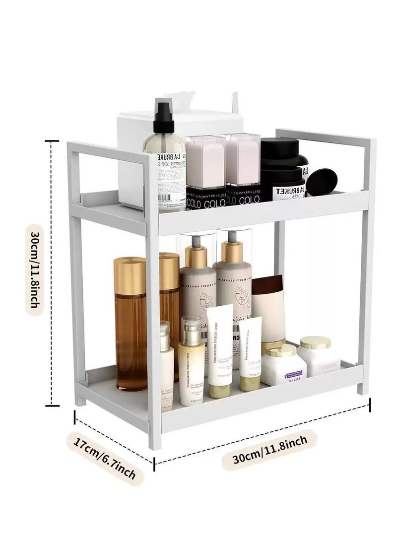 2 Tier Cosmetic Storage Rack Bathroom Skincare Product Desktop Shelf Large-Capacity,Multifunctional Countertop Storage Rack - Image 4