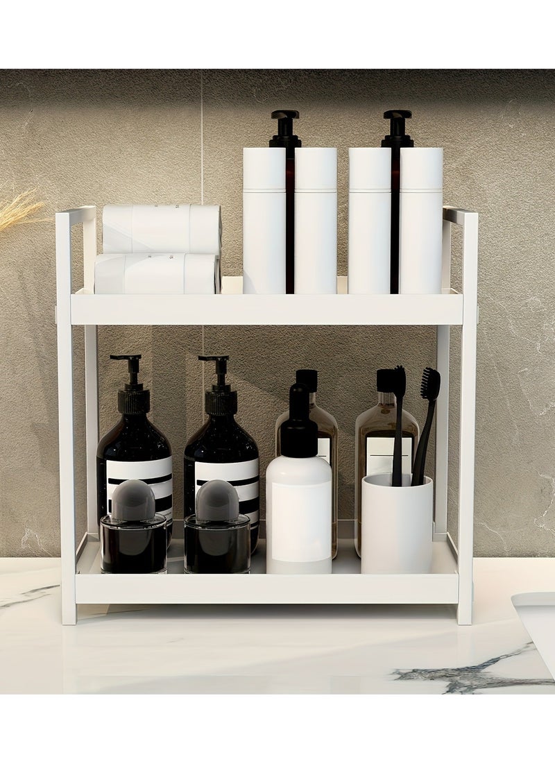 2 Tier Cosmetic Storage Rack Bathroom Skincare Product Desktop Shelf Large-Capacity,Multifunctional Countertop Storage Rack - Image 2