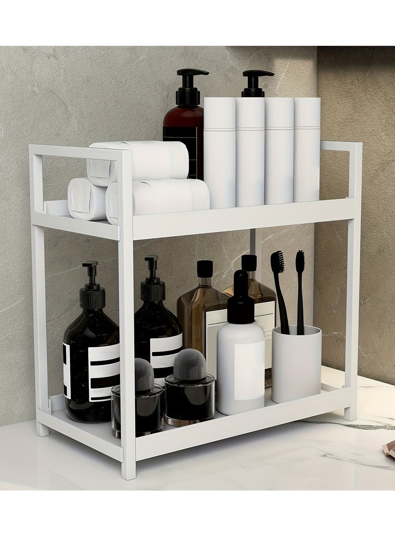 2 Tier Cosmetic Storage Rack Bathroom Skincare Product Desktop Shelf Large-Capacity,Multifunctional Countertop Storage Rack - Image 1
