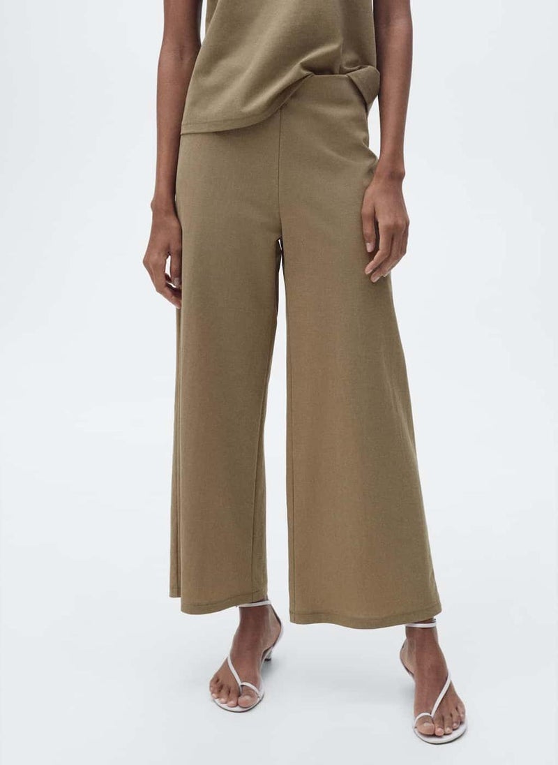 MANGO - Cropped Palazzo Trousers - Image 1