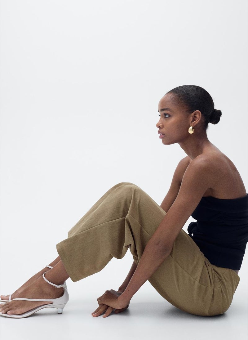 MANGO - Cropped Palazzo Trousers - Image 1