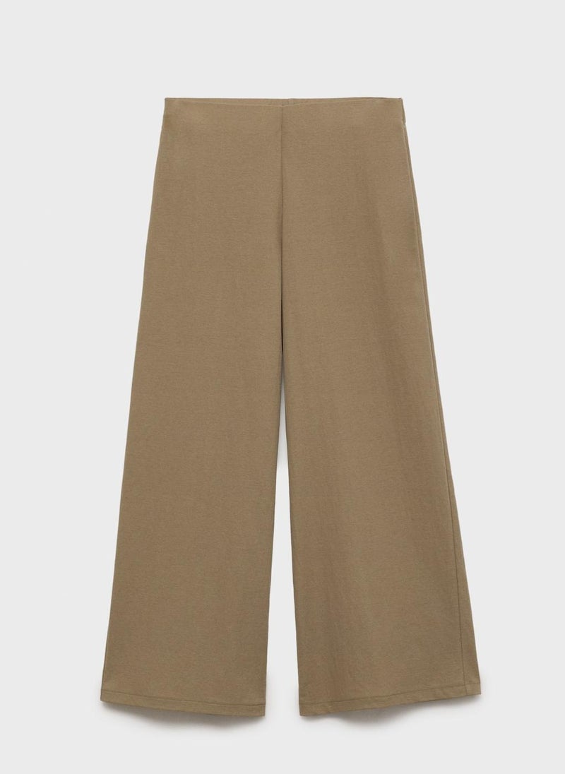MANGO - Cropped Palazzo Trousers - Image 1