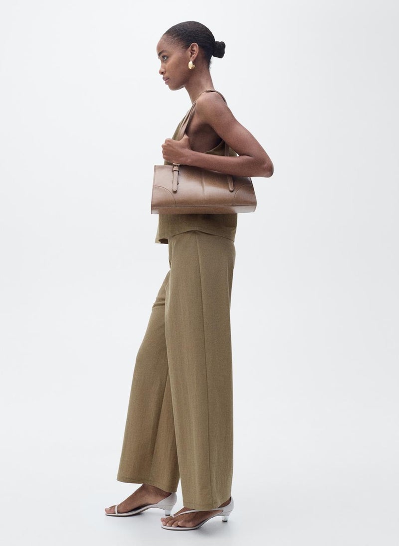 MANGO - Cropped Palazzo Trousers - Image 1