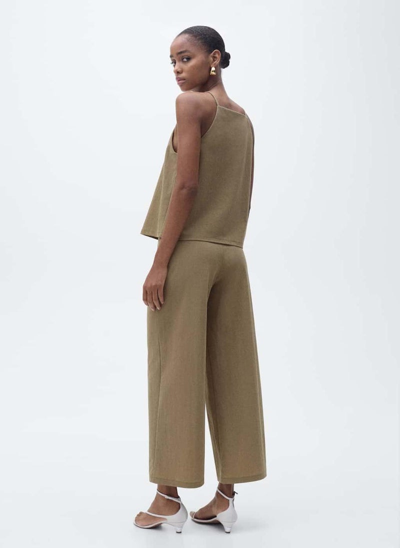 MANGO - Cropped Palazzo Trousers - Image 1