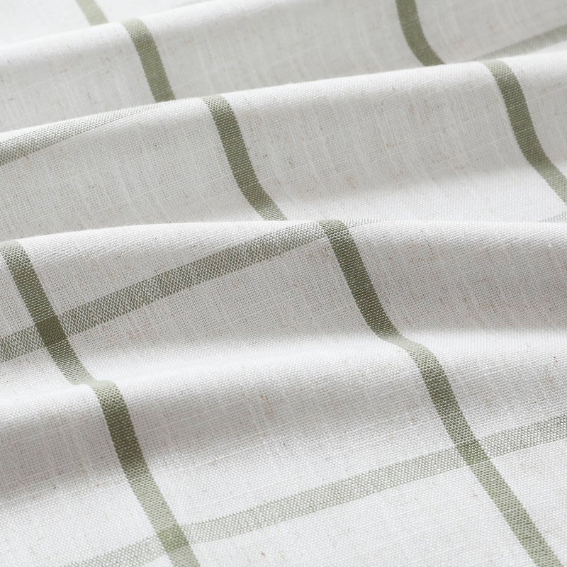 Vision Home Sage Green Plaid Linen Pinch Pleated Full Blackout Curtains Checkered Thermal Insulated Window Panels 95 inch for Bedroom Living Room Darkening Rustic Pleat Drapes with Hooks 40" Wx95 Lx2 - Image 5