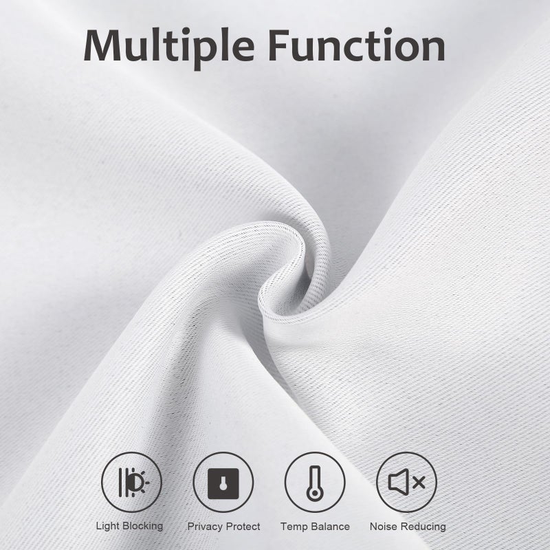 WdFour ستائر أبواب و نوافذ من WdFour لتعتيم الغرف بلون صلب لتغطية أبواب النوافذ الزجاجية 34W x 70L بوصة 1 لوحة رمادية بيضاء. - Image 4