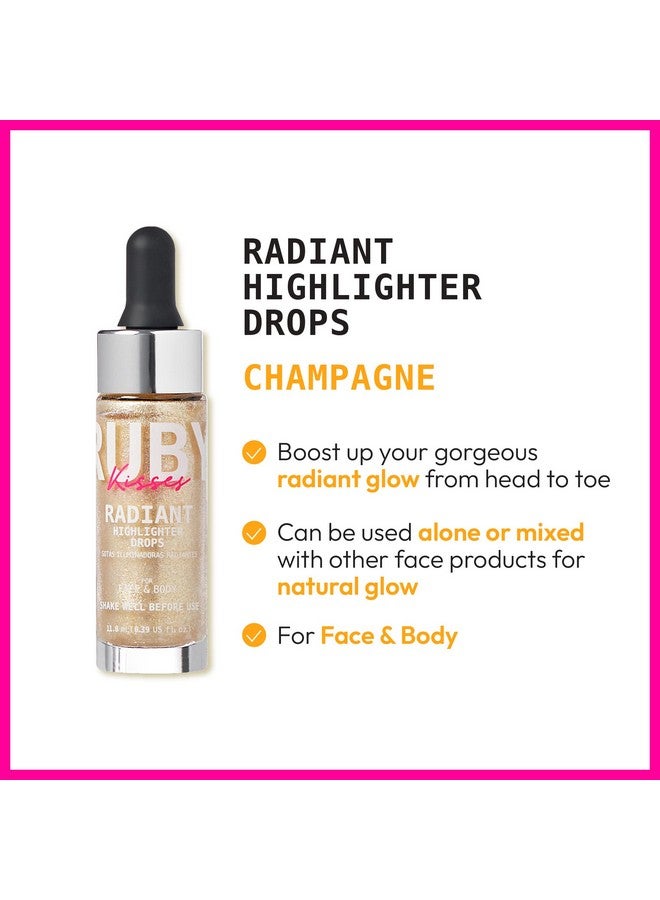 روبي كيسيز مكياج هايلايتر سائل لامع من روبي كيسز، مُضيء ناعم للوجه والجسم، بتوهج طبيعي ولمعان ندى للبشرة (تشامبانج) - Image 4