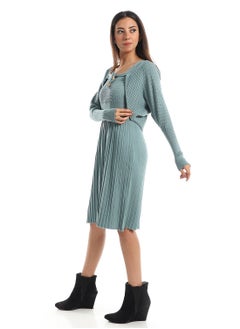 WomenCasual Wool Short Dress 2 Pieces