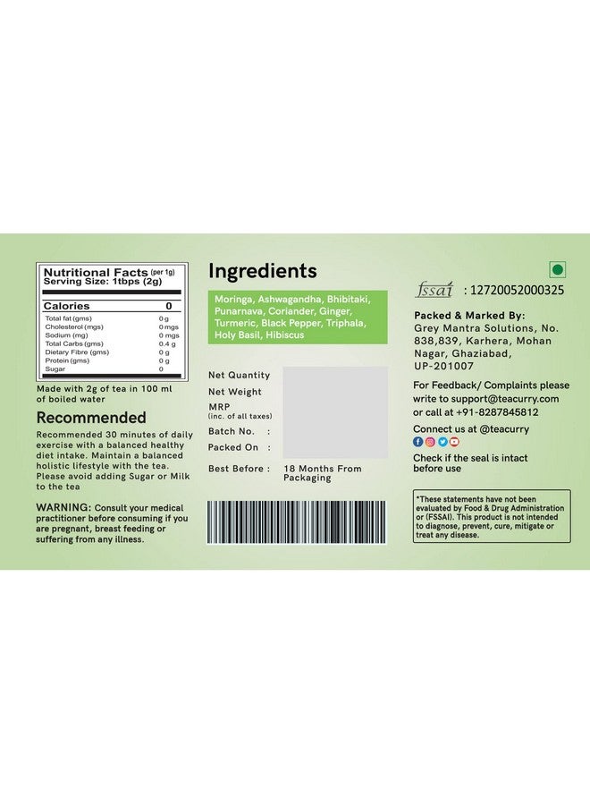 TEACURRY Upper Body Fat Tea (200 Grams, 2 Months Pack) - Helps With Weight Management Fast Of Chest, Shoulders, Neck & Arms Fat - All Natural Ingredients - Image 4