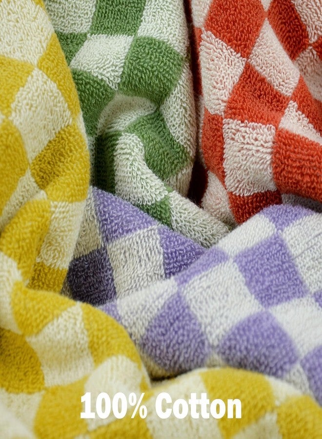 Jacquotha Wash Cloths Checkered 4 Pack 4 Colors - Cotton Washcloths for Face Body, 13 x 13 Inches Daily Cleansing Kitchen Towels - Image 5