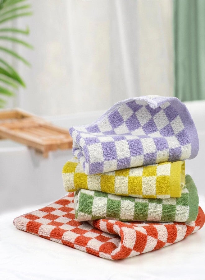 Jacquotha Wash Cloths Checkered 4 Pack 4 Colors - Cotton Washcloths for Face Body, 13 x 13 Inches Daily Cleansing Kitchen Towels - Image 2