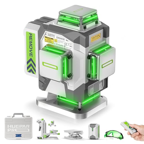 Huepar Pro Laser Level 360 Self Leveling, 4x360° Green Cross Line Laser Tool with Remote Control &8000mAh Rechargeable Li-ion Battery, High Accuracy 4D Laser for Construction, Magnetic Bracket -ZK04CG - Image 1