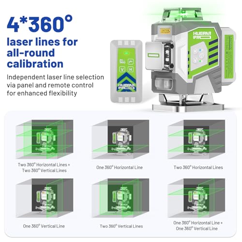 Huepar Pro Laser Level 360 Self Leveling, 4x360° Green Cross Line Laser Tool with Remote Control &8000mAh Rechargeable Li-ion Battery, High Accuracy 4D Laser for Construction, Magnetic Bracket -ZK04CG - Image 3