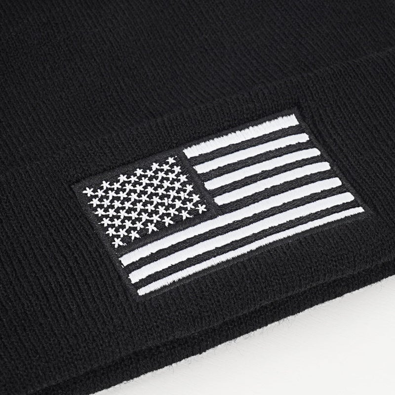 MixYoke American Flag Embroidered Beanie Winter Hat for Men Women, Multi-Season Military Tactical Gear Police Army Winter Warm Hat - Image 5