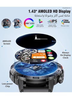 TDZDDYS 1.43” AMOLED Smart Watch for Men: Answer/Make Calls,TDZDDYS 100+ Sports Modes, Fitness Tracker, IP68 Waterproof, Dual Straps, Compatible with Android/iOS. Monitor Steps, Calories, Heart Rate  - Image 2