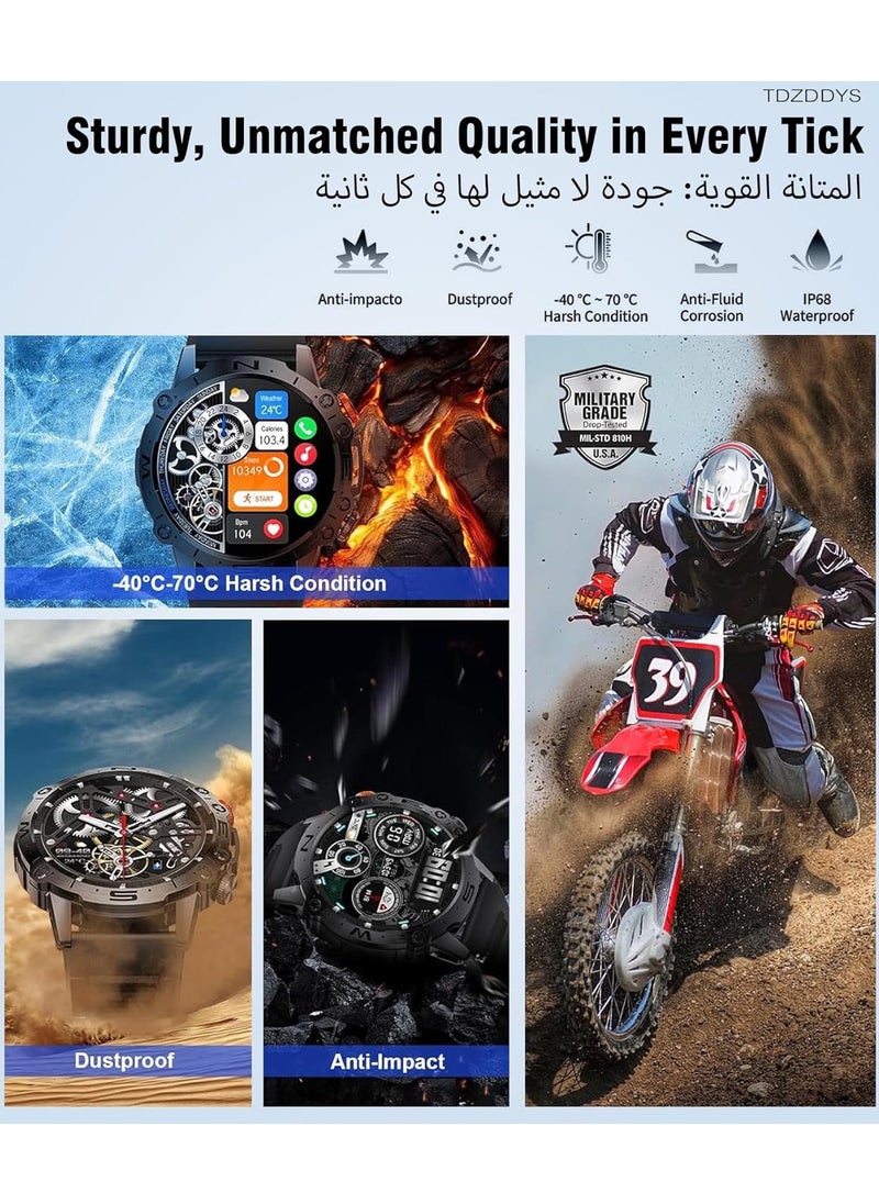 TDZDDYS - 1.43” AMOLED Smart Watch for Men: Answer/Make Calls,TDZDDYS 100+ Sports Modes, Fitness Tracker, IP68 Waterproof, Dual Straps, Compatible with Android/iOS. Monitor Steps, Calories, Heart Rate - Image 1
