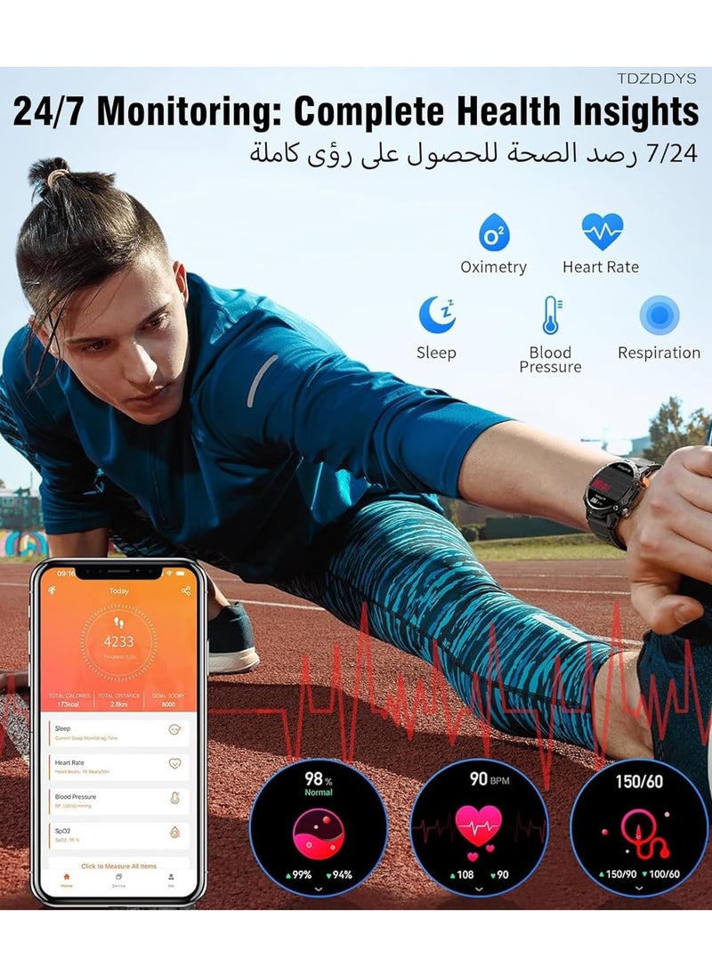 TDZDDYS - 1.43” AMOLED Smart Watch for Men: Answer/Make Calls,TDZDDYS 100+ Sports Modes, Fitness Tracker, IP68 Waterproof, Dual Straps, Compatible with Android/iOS. Monitor Steps, Calories, Heart Rate - Image 1